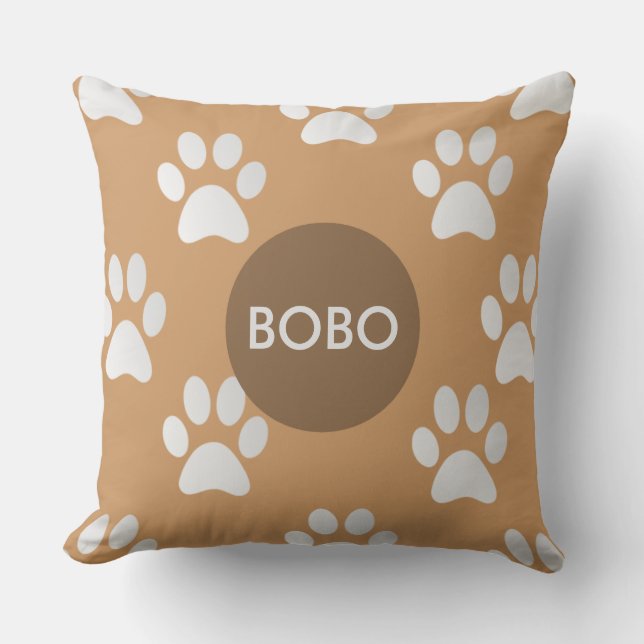 Adorable Paw Prints Monogram Throw Pillow (Front)