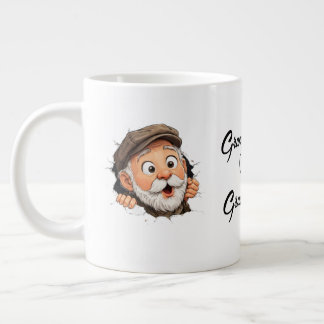 Adorable Peeking Grandparents Couple Design Large Coffee Mug