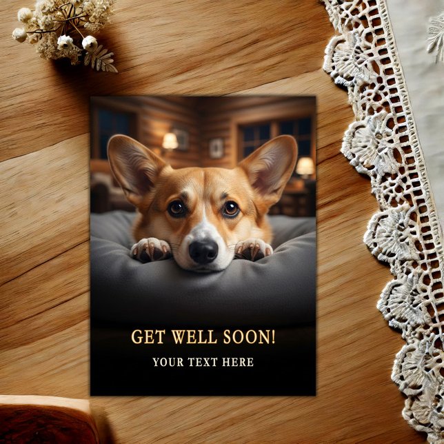 Adorable Pembroke Welsh Corgi Get Well Postcard (Creator Uploaded)