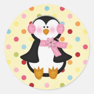 adorable Penguin Classic Round Sticker