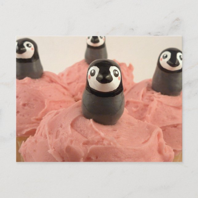 Adorable Penguin Cupcake toppers post card (Front)