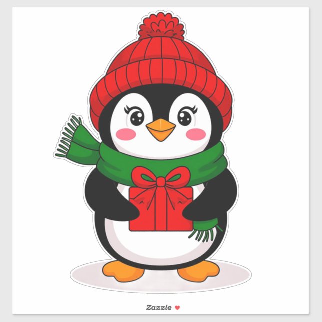 Adorable Penguin Dressed for Christmas (Sheet)