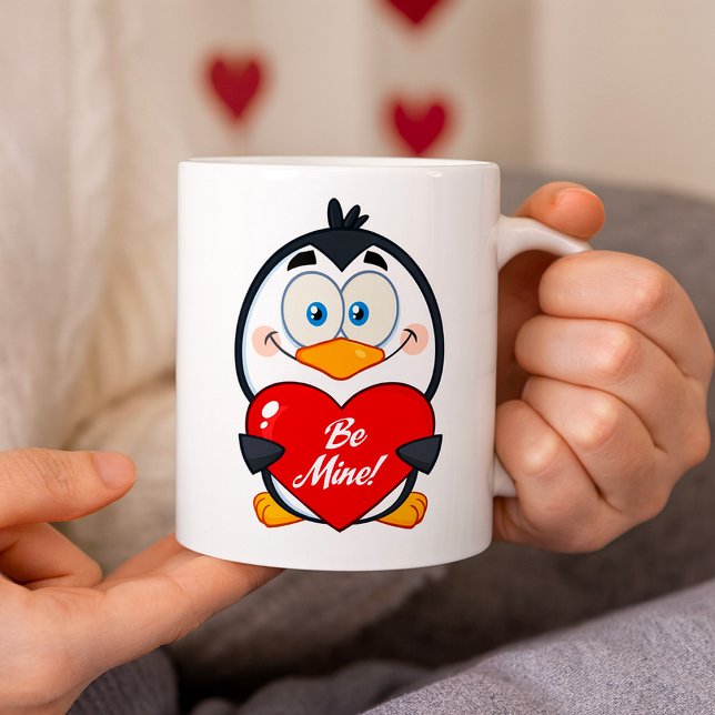 Adorable Penguin Holding Be Mine Heart  Coffee Mug (Creator Uploaded)
