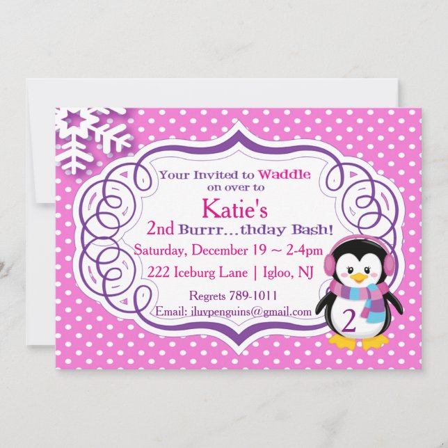 Adorable Penguin Invite (Front)