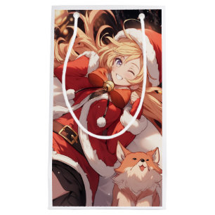 Adorable Père Noël Anime Girl sac de cadeaux et ch