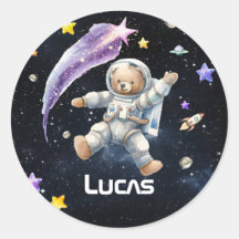 Adorable Personalized Galactic Party Stickers