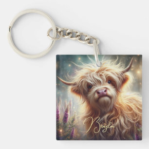 Adorable Personalized Highland Cow Keychain