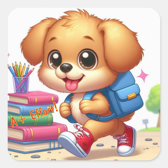 Adorable Personalized Puppy Sticker (Front)