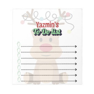Adorable Personalized Reindeer To-Do List Notepad