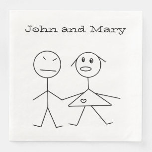 Adorable Personalized Stick Figure Couple Napkins