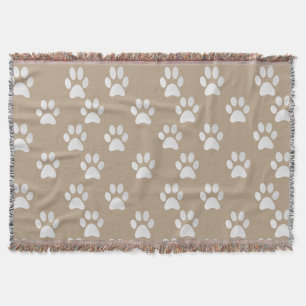 Adorable Pet Paws Print Pattern Throw Blanket