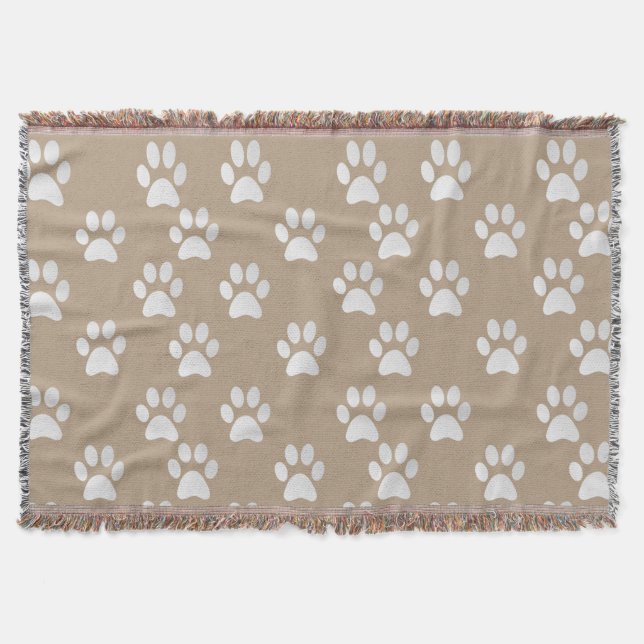 Adorable Pet Paws Print Pattern Throw Blanket (Front)