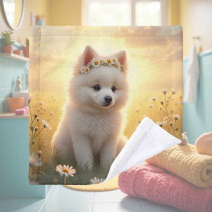 Adorable petit chiot Spitz blanc