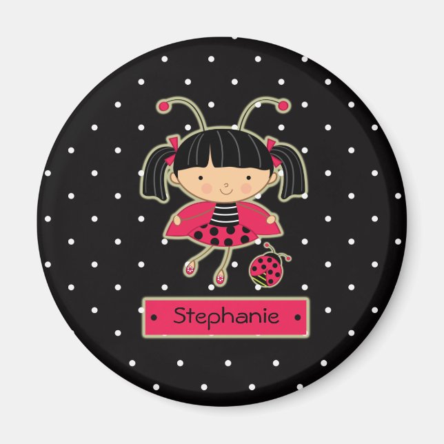 adorable petite fille coccinelle aimant personnali (Devant)