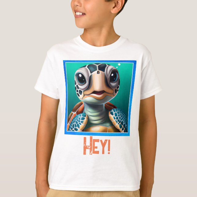 Adorable Petite Tortue de mer Enfants T-shirt modi (Devant)
