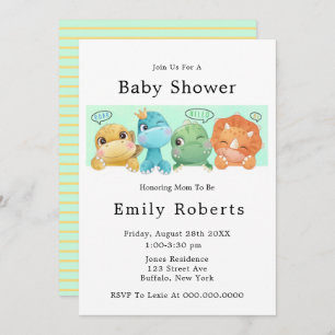 Adorable Petits Dinosaures Bébé Douche Invitations