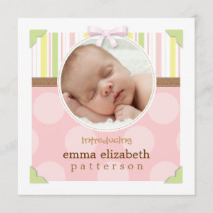 Adorable Photo Frame Baby Girl Birth Announcement
