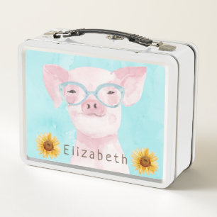 Adorable Pigle   Add Your Own Name Metal Lunch Box