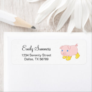 Adorable Piglet Pig in Yellow Rubber Boots