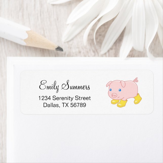 Adorable Piglet Pig in Yellow Rubber Boots (Insitu)