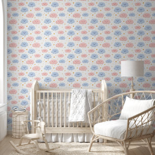 Adorable pink and blue baby cloud for kids wallpaper