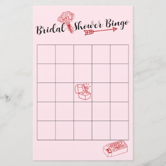 Adorable Pink and Red Bridal Shower Bingo Game