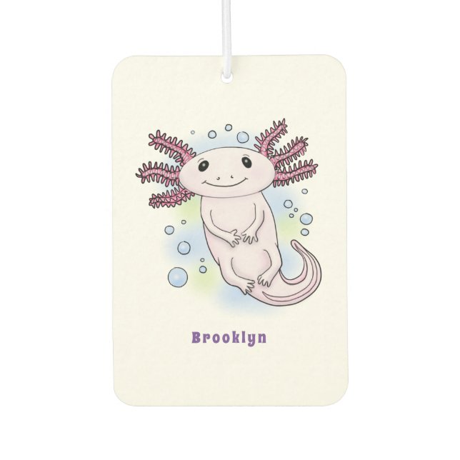 Adorable pink axolotl cartoon  air freshener (Front)