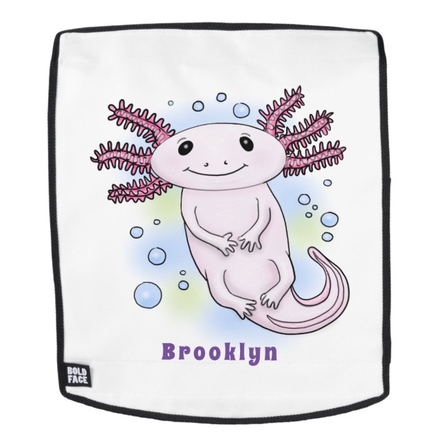 Adorable pink axolotl cartoon backpack (Removable Face)
