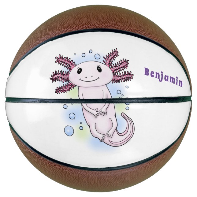 Adorable pink axolotl cartoon basketball (Front)