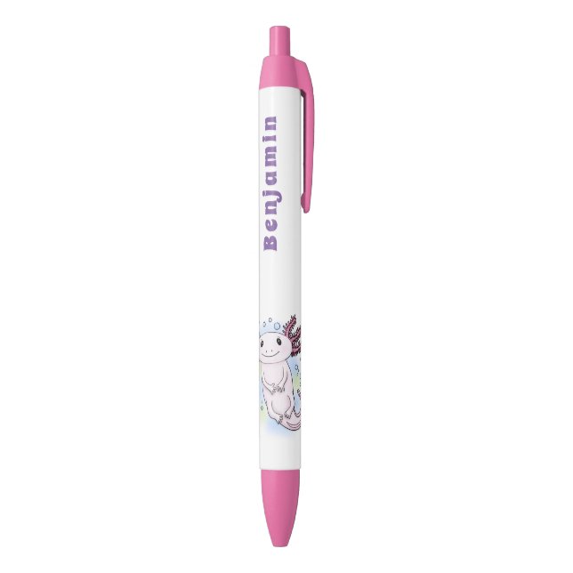 Adorable pink axolotl cartoon black ink pen (Bottom (Vertical))