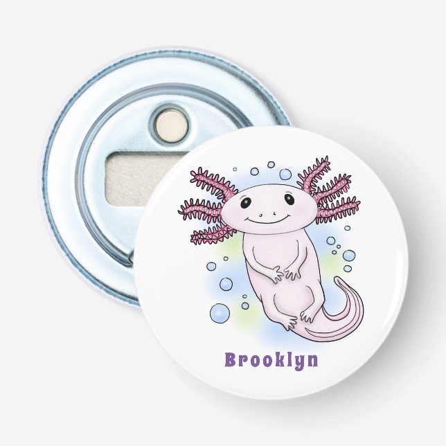 Adorable pink axolotl cartoon bottle opener (Front)
