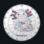 Adorable pink axolotl cartoon dartboard<br><div class="desc">I love axolotls! This cute Mexican walking fish cartoon is both happy and fun.</div>