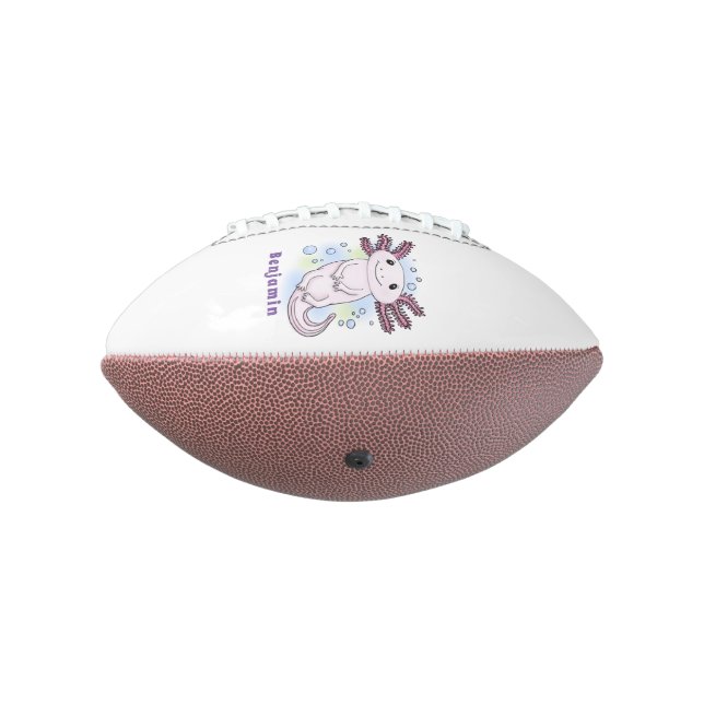 Adorable pink axolotl cartoon football (Rotated 270)