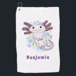 Adorable pink axolotl cartoon  golf towel<br><div class="desc">I love axolotls! This cute Mexican walking fish cartoon is both happy and fun.</div>