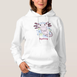 Adorable pink axolotl cartoon hoodie
