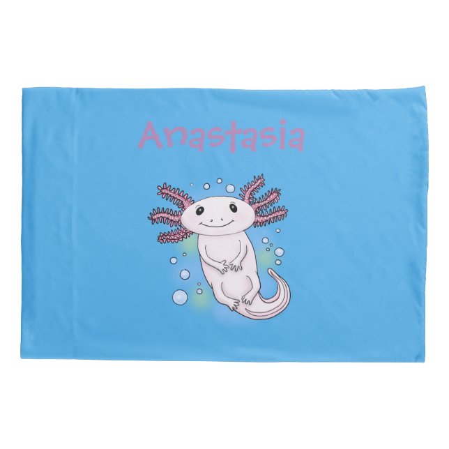 Adorable pink axolotl cartoon pillowcase (Back)