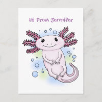 Adorable pink axolotl cartoon