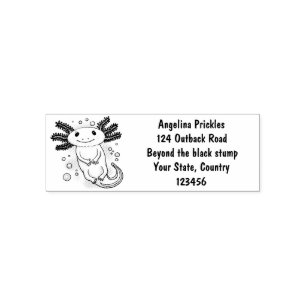 Adorable pink axolotl cartoon self-inking stamp