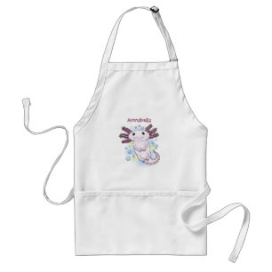 Adorable pink axolotl cartoon standard apron