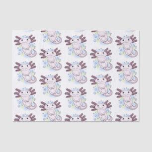 Adorable pink axolotl cartoon tissue paper