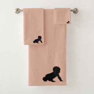 Adorable pink baby bath towel set