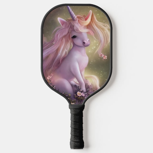 Adorable Pink Baby Unicorn Pickleball Paddle (Front)