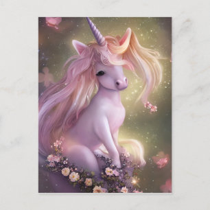 Adorable Pink Baby Unicorn Postcard