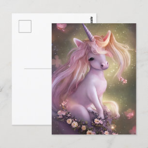Adorable Pink Baby Unicorn Postcard