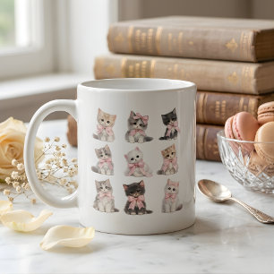 Adorable Pink Bow Kittens Cute Cat Lover's Coffee  Mug