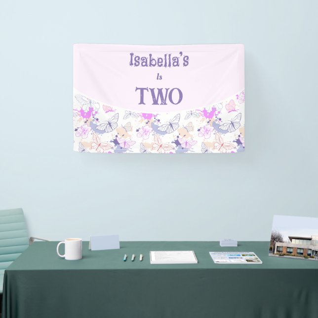 Adorable Pink Butterfly Birthday Banner for Girls (Tradeshow)