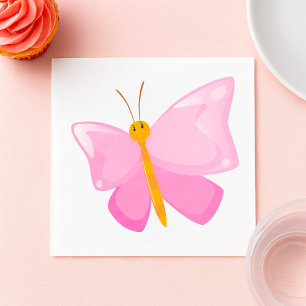 Adorable Pink Cartoon Butterfly  Napkin
