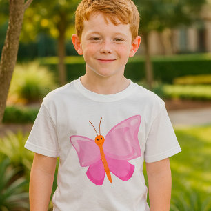 Adorable Pink Cartoon Butterfly  T-Shirt