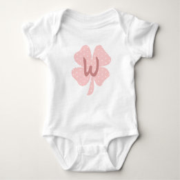Adorable Pink Clover Monogram Baby Bodysuit