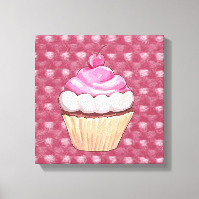 Adorable Pink Cupcake Canvas Print (Front)